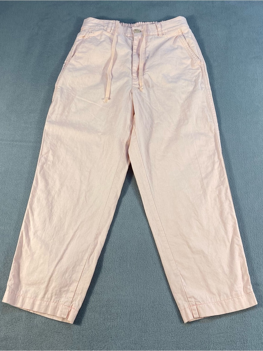 Uniqlo Women’s light Pink Linen Blended Pull-On Casual Pants with drawstrings, S